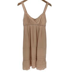 Vintage Betsey Johnson 100% Silk Baby Doll Slip Dress Lace Tiered Women 8 Pink